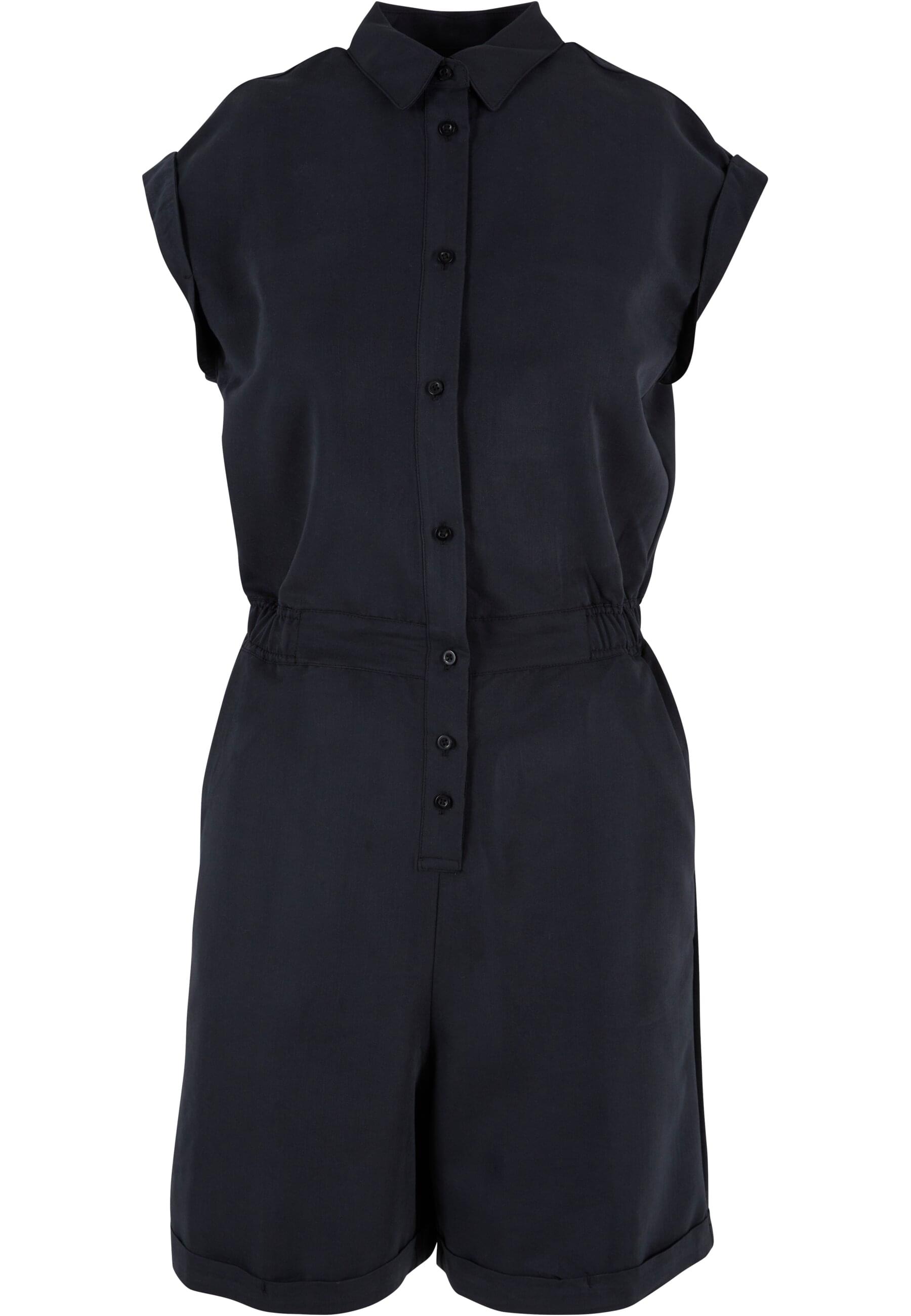 Jumpsuit URBAN CLASSICS "Urban Classics Damen Ladies Viscose Twill Jumpsuit", Damen, Gr. S, schwarz, 69% Viskose, 31% Polyester, unifarben, normal, ohne Ausschnitt, Overalls Image