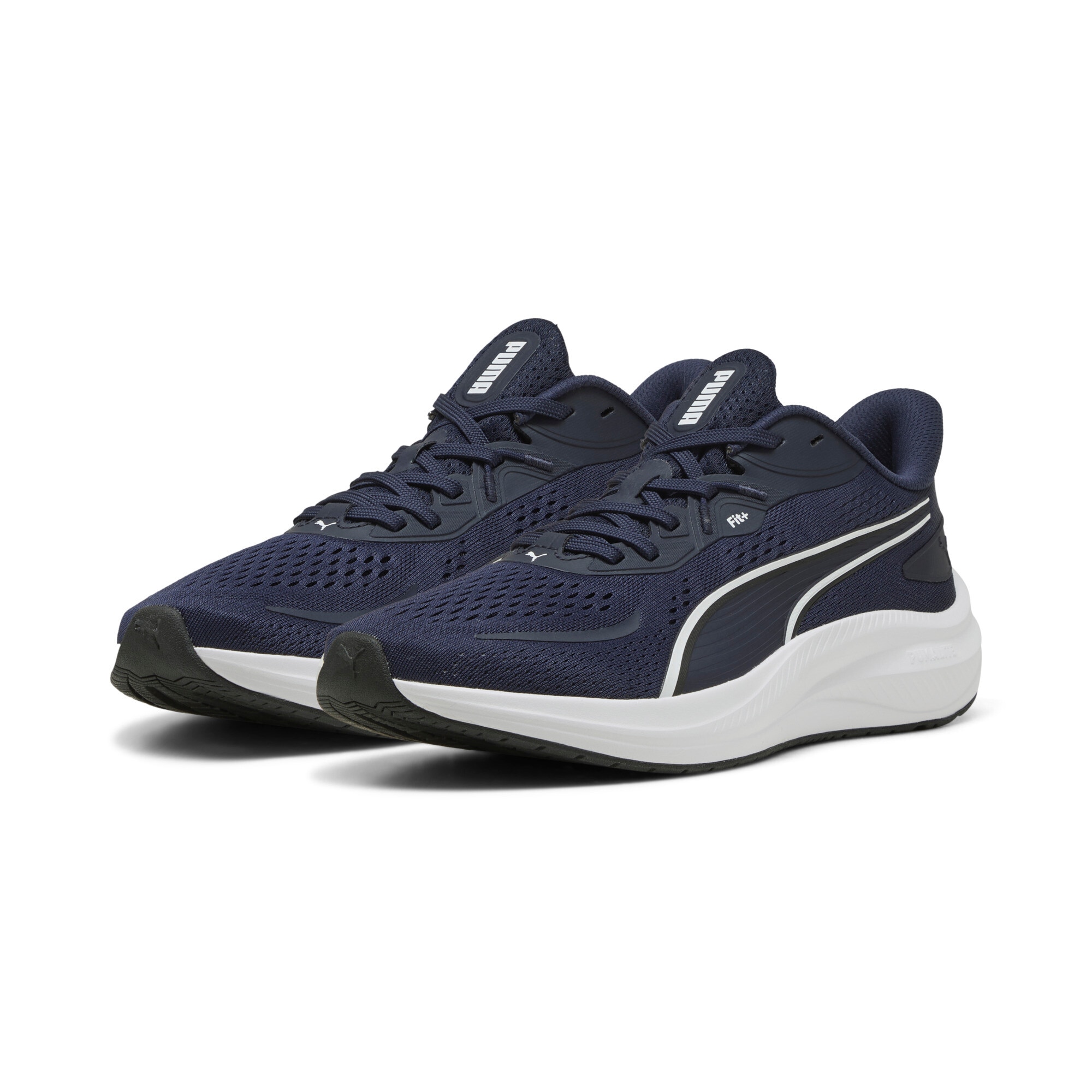 Laufschuh PUMA "SKYROCKET LITE 2", Herren, Gr. 47, weiß (puma navy, puma weiß, puma schwarz), Textil, Schuhe Laufschuh