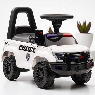 Kids Police Push Ride-On Car with PA System, Horn, Steering Wheel & Storage, Foot-to-Floor Sliding Toy for Ages 18-60 Months