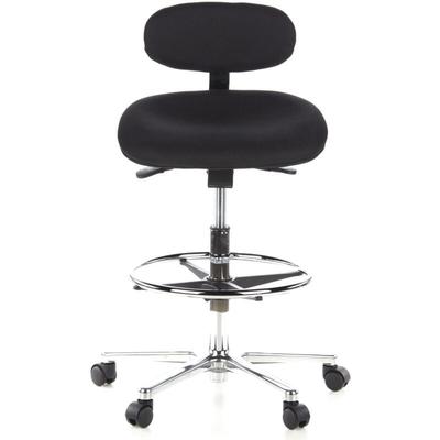 Hjh Office - gebraucht] Hocker Drehhocker Arbeitsstuhl work mf Stoff schwarz Chrom Hocker Image