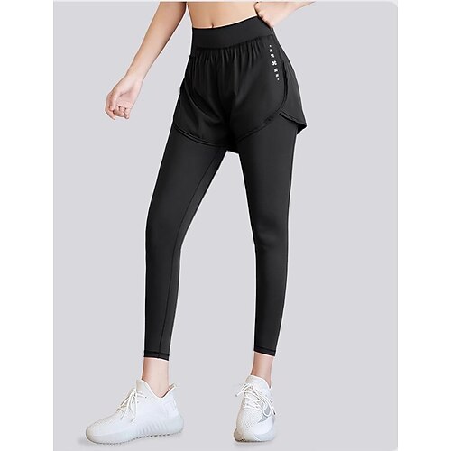 Damen Trainingshosen Lauf-Leggings Taschen 2 in 1 Hohe Taille Unterteile Fitnessstudio Athleisure Trainieren Sommer Frühling Bauchkontrolle Atmungsaktiv Training Laufen Yoga Enge Passform Image