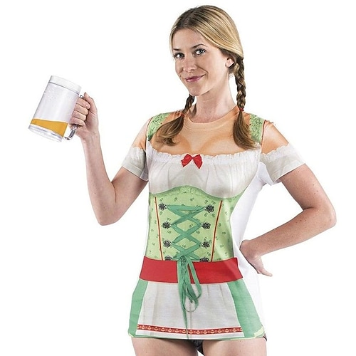 T-Shirt Bayerisch München Deutsch alpin T-Shirt Ärmel Grafik für Damen Erwachsene 3D-Druck für Karneval Oktoberfestbier Party Alltagstauglich Image