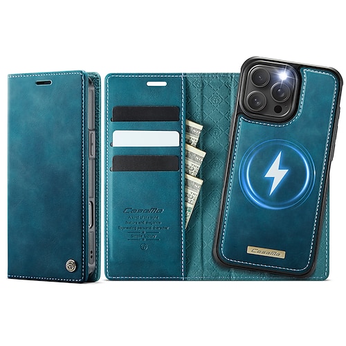 Handy Hülle Handyhüllen Für iPhone 16 15 14 Pro Max Plus 16e 13 Pro Max Flip-Cover Abnehmbar Magnetisch Unterstützt kabelloses Laden TPU PU-Leder Image