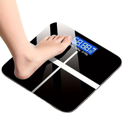 Elektronische Personenwaage, 179 kg, digitale Personenwaage, hochpräzise Waage mit hochauflösendem LED-Display und Temperaturanzeige (umschaltbar auf Kilogramm oder Pfund), ultrabreite Plattform, Image