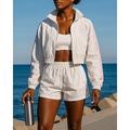 Per donna Pantaloncini da pista Pantaloni corti della tuta Abiti da salotto Autunno Con zip Blocco di colori Completo Abbigliamento Bianco Blu Escursionismo Allenamento Atletico Antivento Leggero