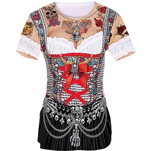 T-Shirt Bayerisch München Deutsch alpin T-Shirt Ärmel Grafik für Damen Erwachsene 3D-Druck für Karneval Oktoberfestbier Party Alltagstauglich Image