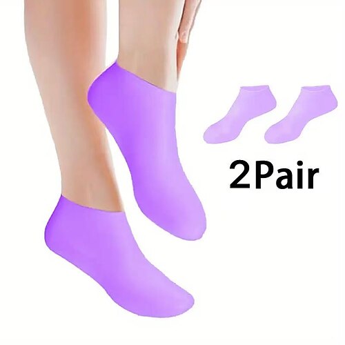 2 Paar feuchtigkeitsspendende Gelsocken für rissige Fersen, Silikon-Fußpflegesocken für trockene Füße, wohltuende Spa-Socken zur Fersenreparatur, Massage- und Pediküre-Werkzeuge, tolle Geschenkidee Image