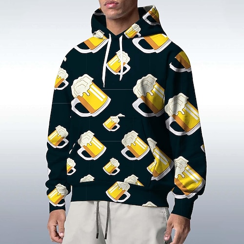 Kapuzensweatshirt Pullover Bayerisch München Deutsch alpin Bischofsärmel Grafik für Paar Herren Damen Erwachsene 3D-Druck für Karneval Oktoberfestbier Party Alltagstauglich Image