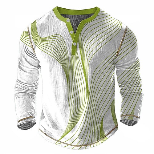 Herren Geometrisch Henley Hemd Waffel-T-Shirt Langarm Vintage Täglich Retro Vintage Sport im Freien Lässig Ferien Frühling Sommer Ganzjahres Blau Gelb Grün Rot Henley Henley T-Shirt Image