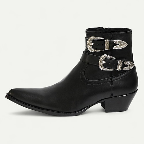 Herren-Stiefeletten aus Wildleder mit Schnalle – Retro-Stiefel im Western-Cowboy-Stil für Herbstoutfits und den Alltag Image
