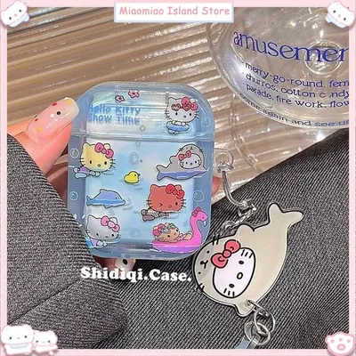 Dolphin Swimming Kai Kitty Cat geeignet für Apple Wireless Bluetooth Kopfhörer Schutzhülle Airpods Pro1/2/3 Generationen niedlich Image