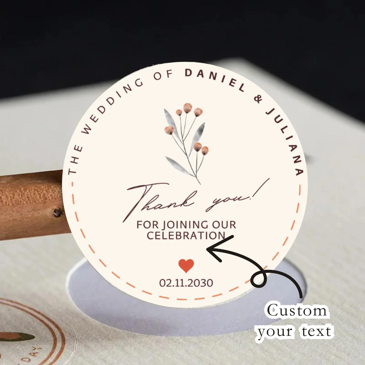 Maßgeschneiderte Hochzeitsaufkleber, personalisierte Fotolaufkleber, Geburtstagsparty-Aufkleber, Feiersaufkleber, personalisierte Aufkleber Image