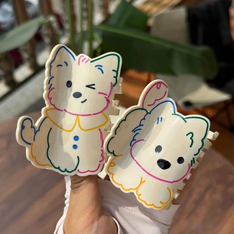 1pc Neue Nette Cartoon Western Highland Hund Grip Clip mit Erweiterte Sinn Essigsäure Haar Grip Disc Haar Shark clip Image