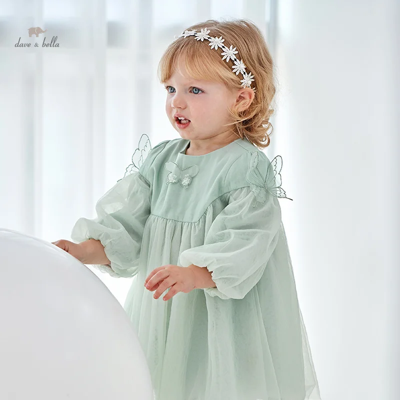 Dave Bells Frühling Baby Mädchen grünes Kleid elegantes Mädchen Kinder Mesh Geburtstags feier Kleider Kinder Kleidung db1248234 Image