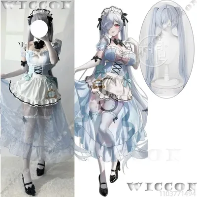 Cindereellaaa Spiel NIKKE: Die Siegesgöttin Cosplay Outfit Sexy süßes blaues Lolita Kleid Dienstmädchenanzug Halloween Party Frauen Perücke Image