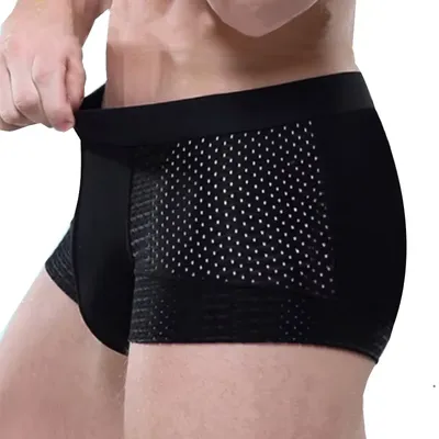 Männliche Unterhose Mesh Unterwäsche Männer Boxer Herren Marke Sexy Männer Unterwäsche Boxer kurze weiche Luxus Atmungsaktive Shorts Höschen Image