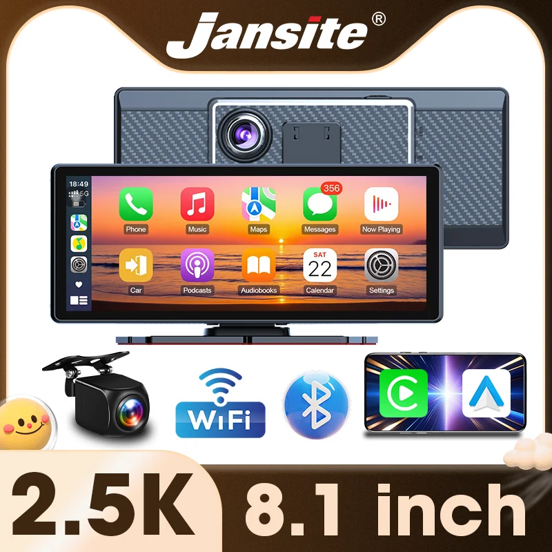 8,1-Zoll-Dashcam mit Aufhängbarkeit, 2,5 K, kabelloses Carplay und Android Auto PhoneLink, Auto-DVR-Laufwerk, Videorecorder, Dahscam-Rückfahrkamera Image