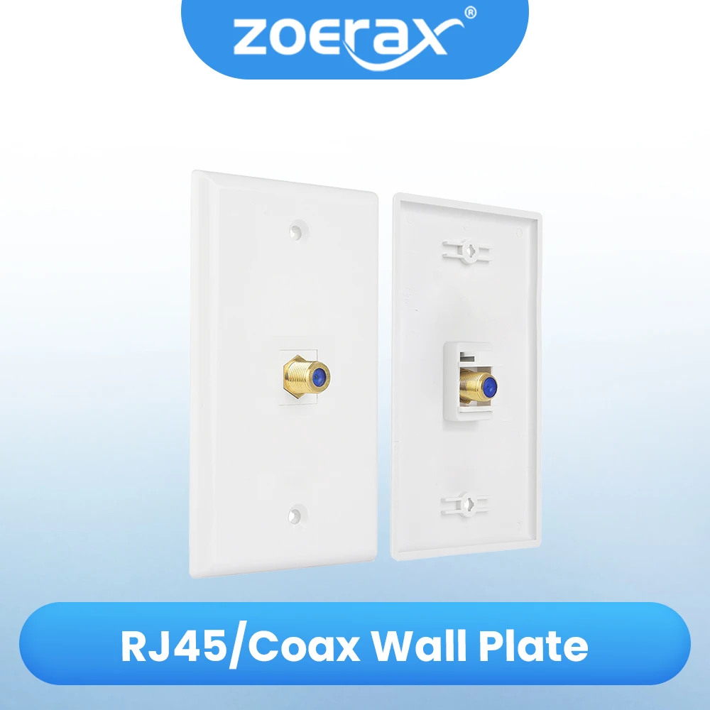 ZOERAX Koaxial-Wandplatte, 1/10 Stück, 1/2/3-Port-TV-Kabel-Wandplatte, 3 GHz F-Typ Keystone-Wandbuchse für Koaxialkabel, Single Gang Image