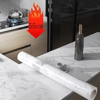 DIY 55 cm wasserdichte und schimmelresistente Marmor-selbstklebende Tapete für Badezimmer, Küche, Esszimmer, Schrank, Arbeitsplatte, Wandaufkleber Image