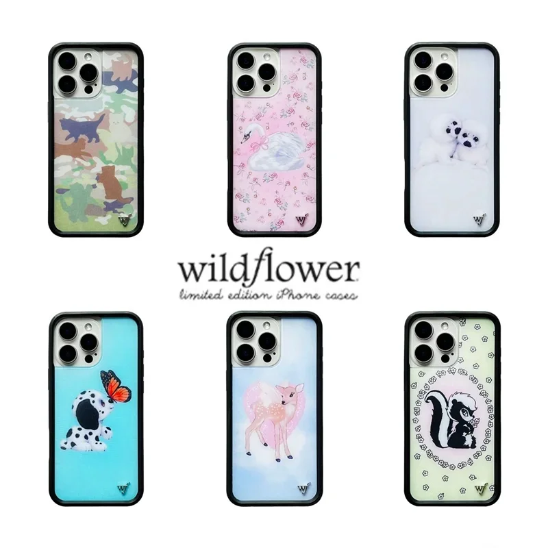3D Wildflower Fawn Angel Swan Kitten Handyhülle für iPhone 12 13 14 15 16 Pro Max Plus Little Stinker Wildflower Anti-Fall Cover Image