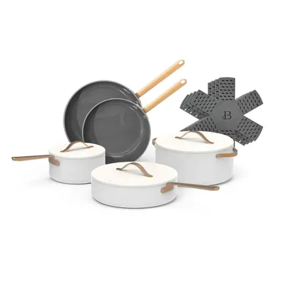 12pc Ceramic Non-Stick Cookware Set, White