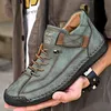 Neue handgemachte Leder Casual Männer Schuhe Mode Faulenzer Atmungsaktive Slip Auf Männer Wohnungen Schuhe Outdoor Wanderschuhe Turnschuhe Plus Größe 48
