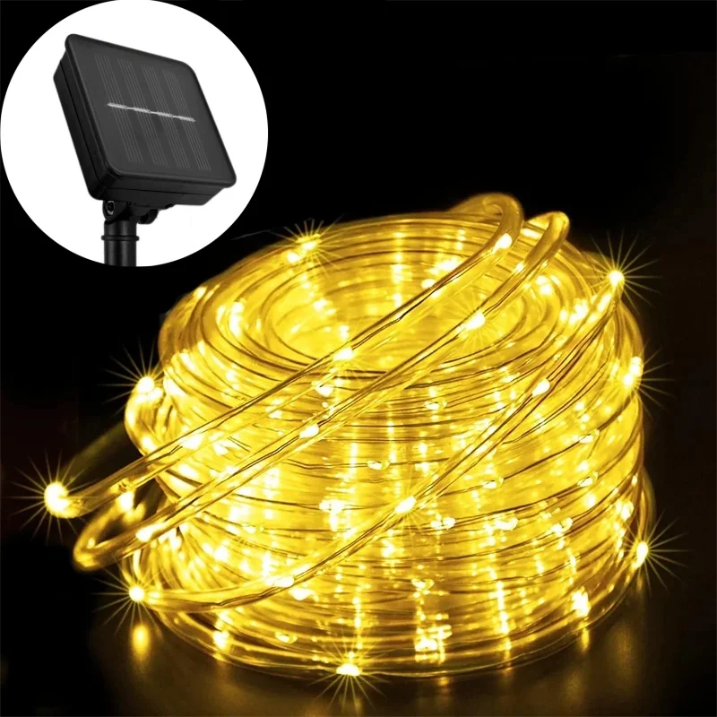 LED Solar Lichterketten Garten Wasserdichte Rohr Seil Lampe Weihnachten Girlande Lichterkette Für Outdoor Urlaub Dekoration Beleuchtung