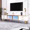 Meuble TV aspect marbre, meuble TV 4 pieds, meuble TV bas moderne pour salon, 170*37*47,5 cm.