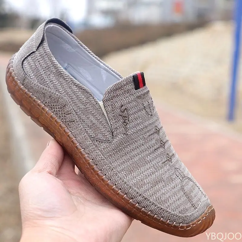 Neue Herren-Stoffschuhe, atmungsaktiv, bequem, Leinenschuhe, trendige, vielseitige Wohnungen, lässige, leichte Herrenschuhe, Homme Zapatos