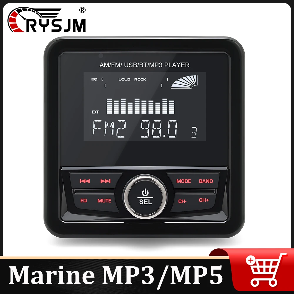 Boot Marine Stereo Radio Wasserdichte Bluetooth-kompatibel Für Boot/Yacht/Caravan/RV/ATV Radio Player FM AM Media Audio Player Image
