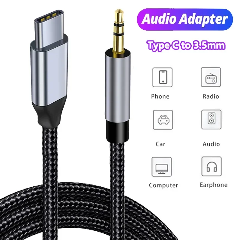 AUX-Audiokabel USB C auf 3,5 mm Klinke AUX-Kabel Autolautsprecher Kopfhörer-Adapter für Samsung Xiaomi Huawei Universal Typ-C-Konverter Image