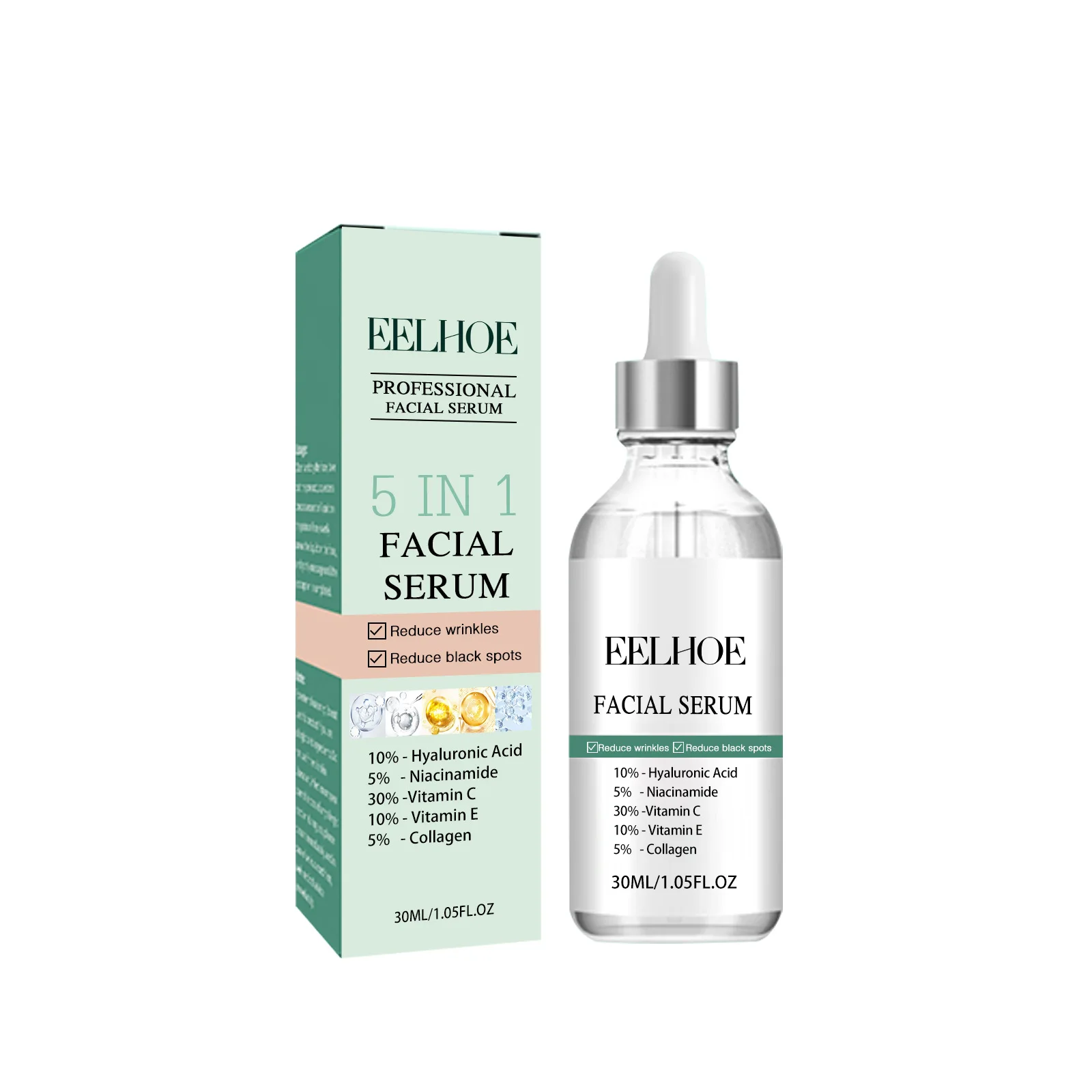 5-in-1-Faltenentferner-Gesichtsserum, Anti-Aging, Lifting, schlaffe Haut, Aufhellung feiner Linien, Aufhellung, Befeuchtung, Hyaluronsäure-Essenz Image