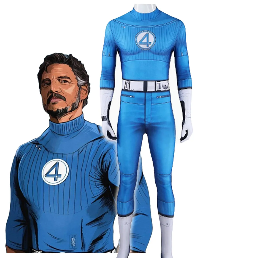 Superheld MR.Fantastic Cosplay Kostüm Anzug First Steps Outfit Blauer Overall Erwachsene Männer Halloween für Mann Image