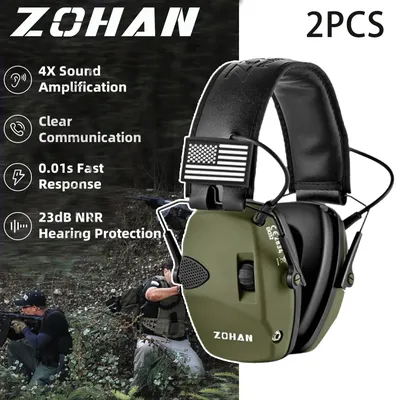 ZOHAN 2 Stücke Schießen Taktische Elektronische Ohrenschützer Lärmreduzierung Gehörschutz Schlanke Gehörschutz für Jagd Gun Range Image