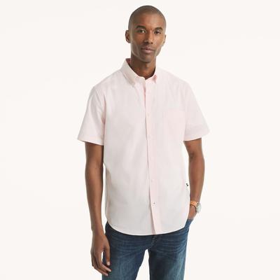 Nautica Men's Classic Fit Wrinkle-Resistant Plaid Short-Sleeve Shirt Buoy Red, XS