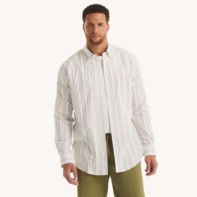 Nautica Men's Big & Tall Striped Oxford Shirt Sail White, 4XL