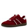 Plateausneaker TAMARIS, Damen, Gr. 40, rot (merlot), Lederimitat, Veloursleder, unifarben mit Farbeinsatz, sportlich, Schuhe, Freizeitschuh, Halbschuh, Schnürschuh mit gepolstertem Schaftrand