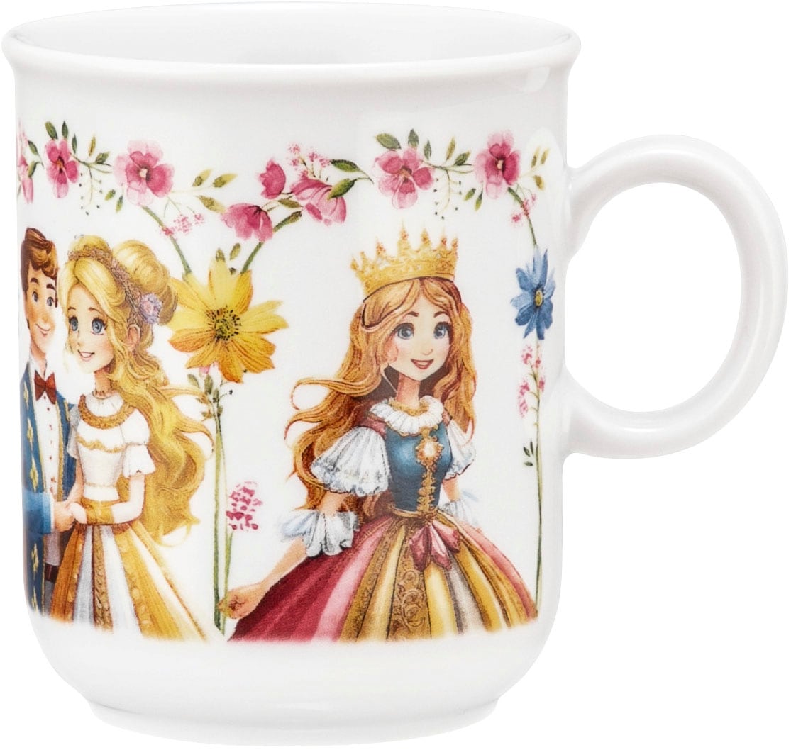 Becher SELTMANN WEIDEN "Compact, Prinzessin", bunt (weiß, bunt), B:7,5cm H:9cm Ø:10,5cm, Porzellan, Trinkgefäße, Becher mit Henkel 0,25 l Image