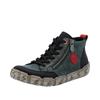 Schnürboots RIEKER, Damen, Gr. 42, grün (oliv, schwarz), Glattleder, Nubukleder, sportlich, Schuhe, Sneakerboots, Schnürboots, Stiefelette mit weicher Innensohle