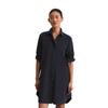 Hemdblusenkleid MARC O'POLO "aus Feincord", Damen, Gr. 44, Normalgrößen, blau (deep night blau), Obermaterial: 78% Baumwolle, 22% Lyocell, unifarben, relaxed fit knielang, Langarm Manschette, Kleider