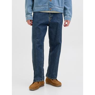 Relax-fit-Jeans JACK & JONES "JJIEDDIE JJORIGINAL SQ NOOS", Herren, Gr. 34, Länge 32, blau (blau denim), Denim/Jeans, Obermaterial: 100% Baumwolle, unifarben, modisch, loose fit knöchellang, Jeans Image