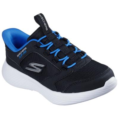 Slip-On Sneaker SKECHERS "GO RUN 400 V2", Kinder, Gr. 37, schwarz (schwarz, blau), Synthetik, kontrastfarbene Details, sportlich, Schuhe, Schlupfschuh mit Slip-ins, Größenschablone zum Download Image