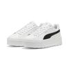 Sneaker PUMA "Karmen II Leather Sneakers Damen", Gr. 42.5, schwarz-weiß (weiß schwarz silber metallic), Obermaterial: Kuhleder, Textil, Synthetik; Futter: Textil; Innensohle: Textil; Laufsohle: Gummi, Schuhe
