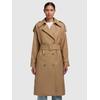 Trenchcoat KHUJO "LUMINA", Damen, Gr. L, beige, 68% Polyester, 32% Viskose, unifarben, klassisch, loose fit knielang, Langarm Raglanärmel,mit Riegel,mit Knöpfen gerader Abschluss, Mäntel