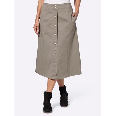 Jeansrock CLASSIC BASICS, Damen, Gr. 38, grau (taupe), 81% Baumwolle, 17% Polyester, 2% Elasthan, 97% Baumwolle, 3% Elasthan, unifarben, wadenlang, Röcke Image