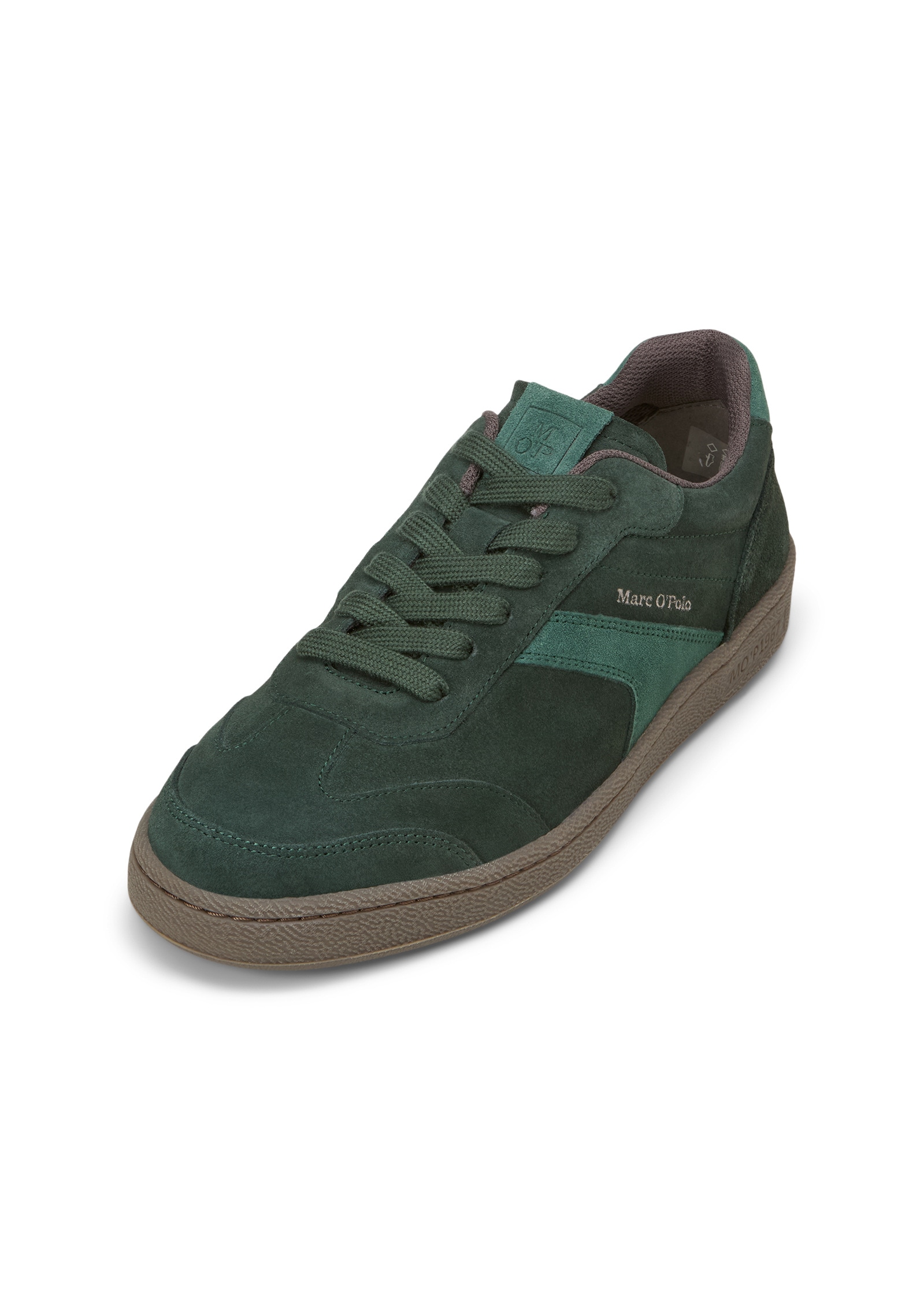 Sneaker MARC O'POLO "aus softem Veloursleder", Herren, Gr. 46, mangrove, nottingham forest, Obermaterial: 100% Leder (Rind), unifarben, Schuhe Sneaker