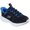 Slip-On Sneaker SKECHERS "GO RUN 400 V2", Kinder, Gr. 28, schwarz (schwarz, blau), Synthetik, kontrastfarbene Details, sportlich, Schuhe, Schlupfschuh mit Slip-ins, Größenschablone zum Download