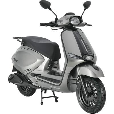 Motorroller ALPHA MOTORS "Napoli 50 ccm 45 km/h EURO 5 (mit/ohne Topcase)", silber (silberfarben, schwarz, schwarz), Motorroller & Mofas, ohne Topcase, 45 km/h, B:72cm H:117cm L:182cm
