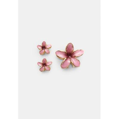 Stradivarius Pack of 3 floral hair clips Nude pink OS