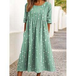 Femmes Robe Midi Robe Tricot Robe Décontractée Robe trapèze Robe d'été Vacances Occasionnel Fête Coupe régulière Graphique Géométrique À pois Manche Courte Col ras du cou Bleu Violet Vert Beige Ét